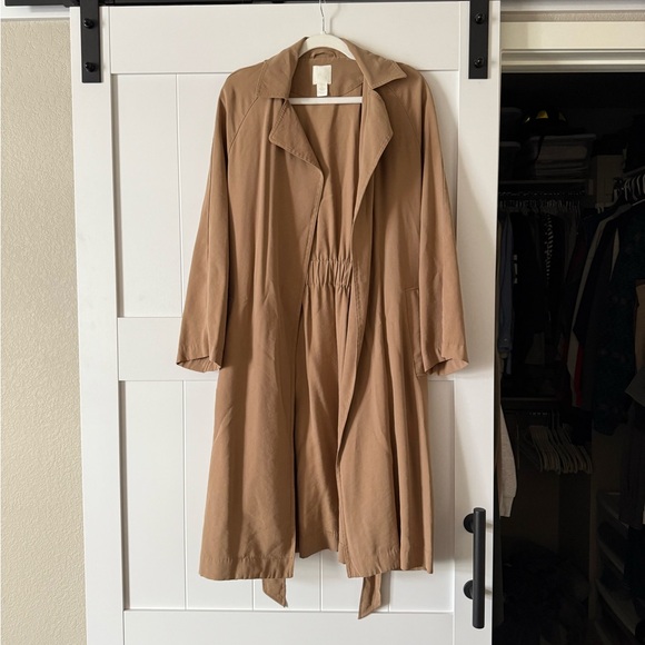 H&M Women’s Tan Brown Tie Belt Lightweight Trenchcoat - Picture 7 of 13